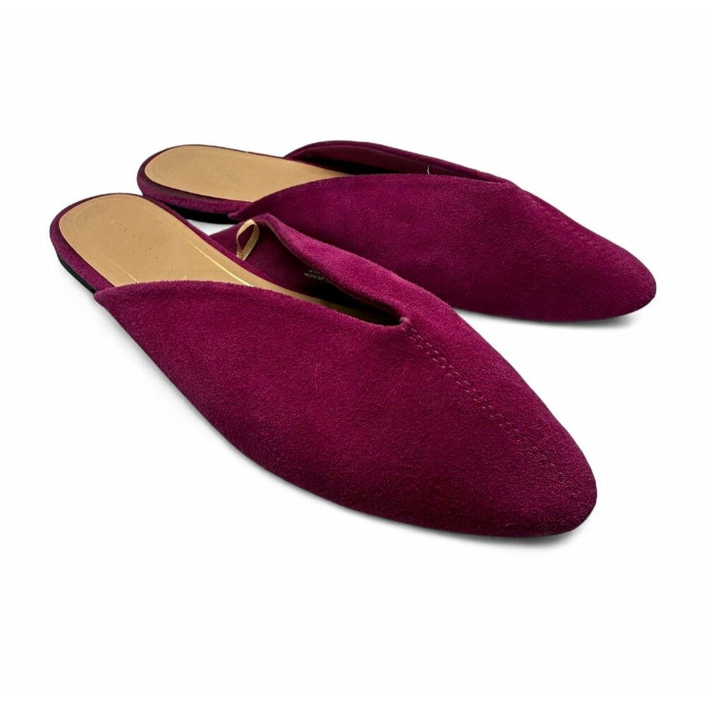 Zara Trafaluc Women's Fuchsia Suede Pointed Toe Slip-On Mule Flats EU 38 US 7.5